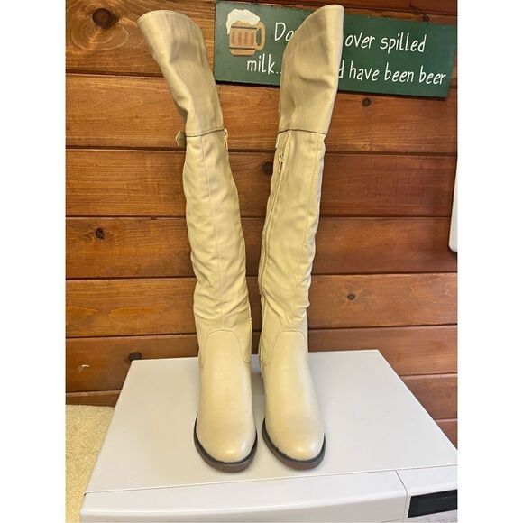 Shoe Dazzle Jelan Calf Boots * Beige * Sz 5.5 NWOT - Picture 6 of 10